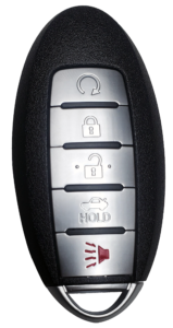 Nissan vehicle key fob with integrated remote buttons