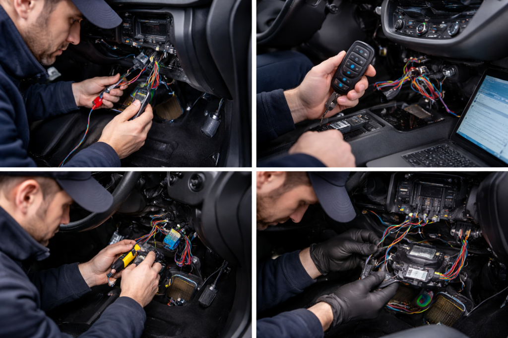 Remote car starter being used inside a vehicle during winter in Lawrence MA